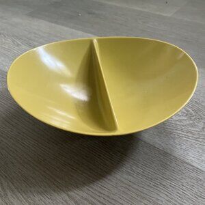 Vintage MCM Mustard FLORENCE PROLON WARE Melamine Bowl Divided  Dish Mid Century